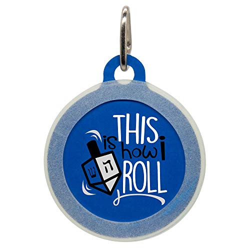Personalized Hanukkah This Is How I Roll Pet ID Name Tag with Silencer for Cats or Dogs by Oh My Pawd Personalized Hanukkah This Is How I Roll Pet ID Name Tag with Silencer for Cats or Dogs by Oh My Pawd
