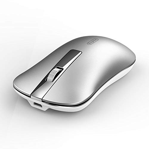 Wireless Computer Mouse Uiosmuph G9 Slim Silent Wireless Rechargeable Mouse with USB Receiver  and  Type C Adapter 2.4G Portable USB Optical Wireless Mouse for Laptop PC Desktop MacBook  Silver