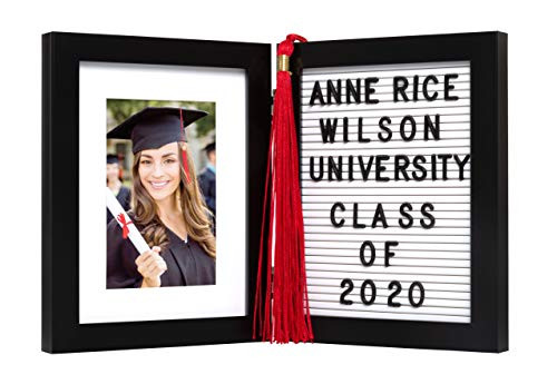 Kate  and  Milo Letterboard Graduation Picture Frame Includes 170 Letters Grad or Last Day of School Gift Grad Party Decor