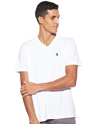 U.S. Polo Assn. Mens V-Neck Short Sleeve T-Shirt White Medium