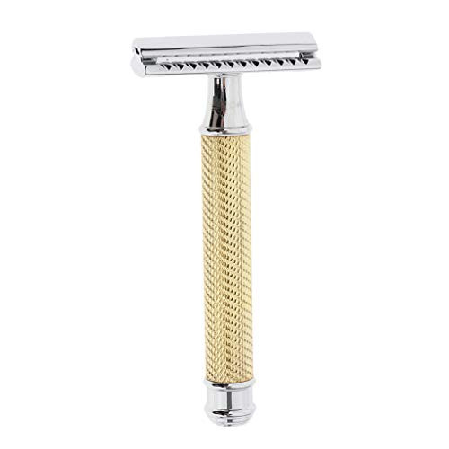 menolana Classic Manual Safety Razors Double Edge Shaver Metal Shaving Razors for Men Beard Mustache Facial Shaving - Golden