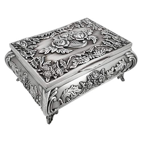 Vintage Metal Jewelry Box for Girl Women Small Trinket Jewelry Storage Box for Rings Earrings Necklace Treasure Organizer
