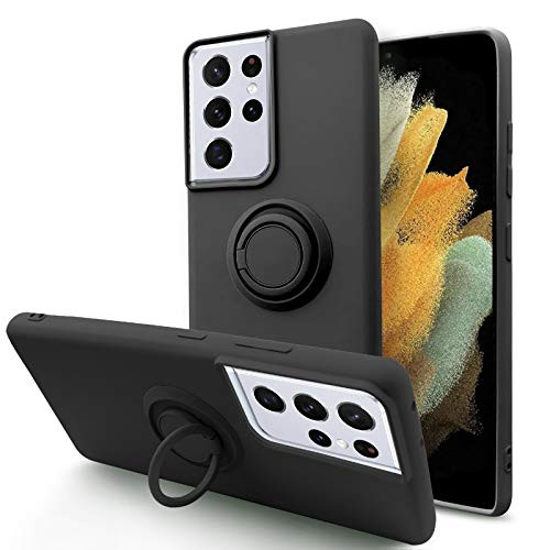 2021 Newly Case for Samsung Galaxy S21 Ultra 5G with Kickstand Silicone Matte Solid Color Suitable for Samsung Galaxy S21 Ultra 5G Soft Case Compatible for Samsung Galaxy s21 Ultra 5G-Black