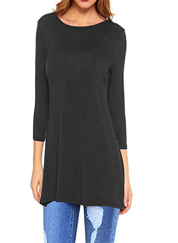 I2CRAZY Womens Tunics Tops Casual Long Blouse 3 4 Sleeve Loose Pullover T-Shirt-MediumDarkgray
