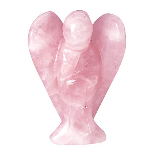 favoramulet 2 Inches Rose Quartz Crystal Pray Guardian Angel Statue Carved Healing Peace Angel with Wing Figurine Pocket Stone favoramulet 2 Inches Rose Quartz Crystal Pray Guardian Angel Statue Carved Healing Peace Angel with Wing Figurine Pocket Stone