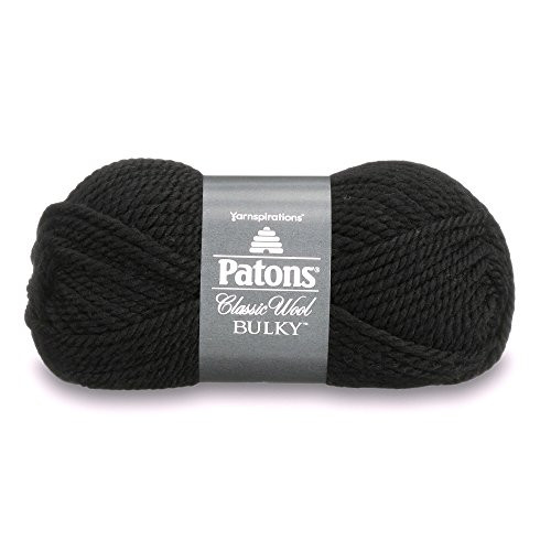 Patons  Classic Wool Bulky Yarn - (5) Bulky Gauge 100% Wool - 3.5oz -  Black -   For Crochet, Knitting & Crafting