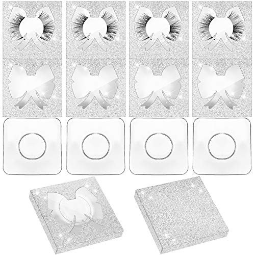60 Pieces False Eyelashes Packaging Box Storage 30 False Eyelash Box Soft Paper Lash Boxes Empty Lash Case Box Glitter Lash Packaging Box False Eyelash Containers with 30 Lash Tray  Silver