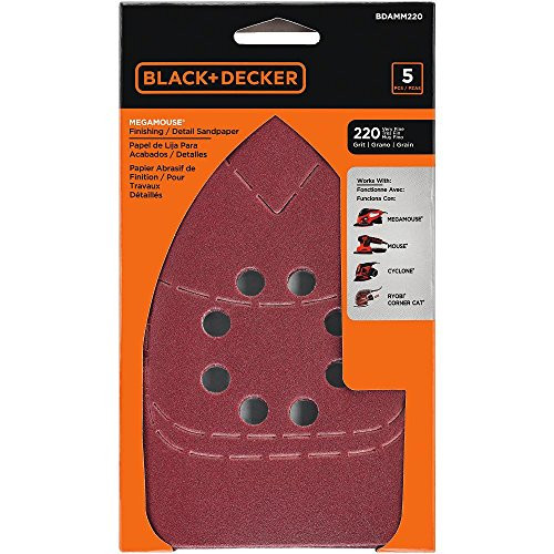 BLACK+DECKER BDAMM220 220G Mega Mouse Sandpaper, 5-Pack