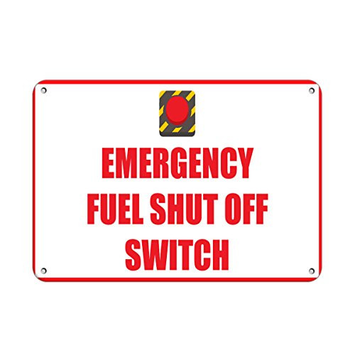 Aluminum Horizontal Metal Sign Multiple Sizes Emergency Fuel Shut Off Switch Hazard A White with Border Weatherproof Street Signage 10x7Inches