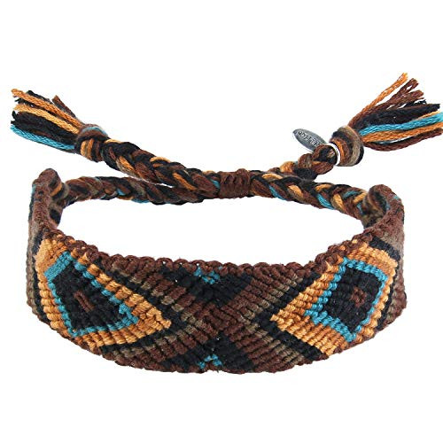 KELITCH Hand Braided Friendship Bracelets Bohemian Wide Wrap Bracelets Adjustable Bangle Jewelry  Coffee D
