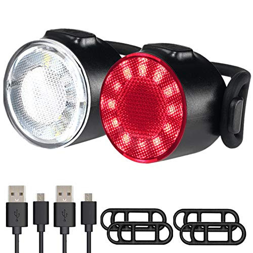 LED Bike Lights Set USB Rechargeable Front and Back Rear Bicycle Light IPX5 Water Resistant Mountain Road Helmet Cycle Headlight and Taillight Set for Cycling Hiking Camping Outdoor 6 Modes LED Bike Lights Set USB Rechargeable Front and Back Rear Bicycle Light IPX5 Water Resistant Mountain Road Helmet Cycle Headlight and Taillight Set for Cycling Hiking Camping Outdoor 6 Modes