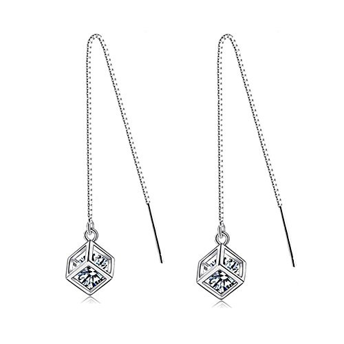 SLUYNZ 925 Sterling Silver Cubic Zirconia Drop Dangle Earrings Chain for Women Teen Girls Threader Earrings Tassel Chain CZ Drop Dangle Earrings SLUYNZ 925 Sterling Silver Cubic Zirconia Drop Dangle Earrings Chain for Women Teen Girls Threader Earrings Tassel Chain CZ Drop Dangle Earrings