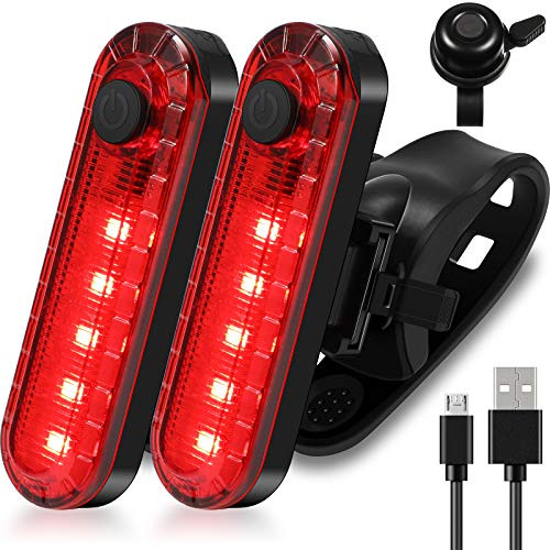 2 Pieces Bright Bike Tail Light Cycling Safety Warning Lamp USB Rechargeable Taillight Waterproof Bicycle LED Rear Light 1 Piece Bicycle Bell Bicycle Accessories for Cycling Safety Flashlight