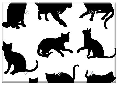 Triple Blank Wall Plate Cover - Animal Cat Clips Feline Kitten Kitty Pet