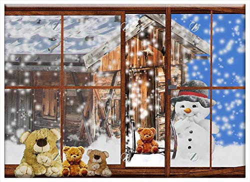 Triple Blank Wall Plate Cover - Snow Man Winter Snow Wintry Greeting Card Hut 1