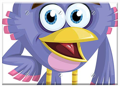 Triple Blank Wall Plate Cover - Bird Violet Beak Feather Fun Animal Purple