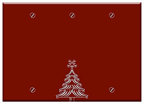 Triple Blank Wall Plate Cover - Christmas Christmas Tree Greeting Card Background 1