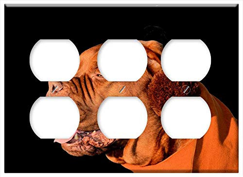 Triple Duplex Outlet Wall Plate Cover - Dog Ear Muffs Fun Cute Pet Animal Domesticated 1