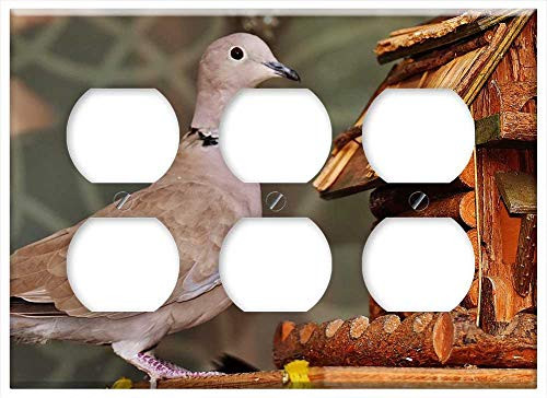 Triple Duplex Outlet Wall Plate Cover - Dove Bird Food Aviary Feather Plumage Feeding