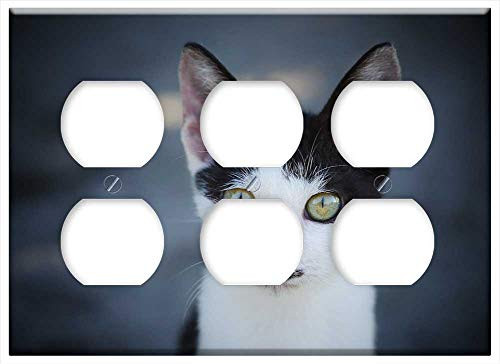 Triple Duplex Outlet Wall Plate Cover - Cat Kitten Animals Pet Feline Petit Cute