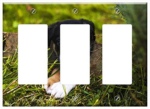 Switch Plate Triple Rocker GFCI - Puppy Dog Cute Canine Pet Garden Doggy