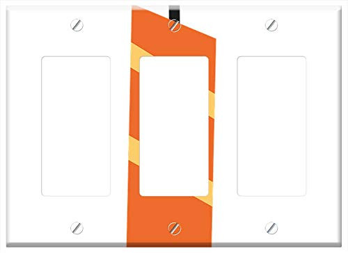 Switch Plate Triple Rocker GFCI - Candle Birthday Orange Sky Party Striped Color Switch Plate Triple Rocker GFCI - Candle Birthday Orange Sky Party Striped Color