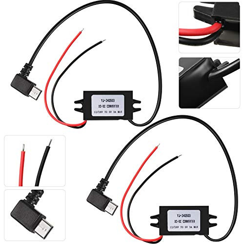 2 Pieces DC Converter 12V to 5V 3A 15W DC Buck Converter Module DC to DC Reduced Voltage Regulator Car Power Converter Output Power Adapter  Curved Type-C Interface