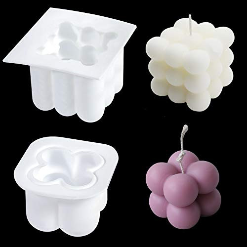 RONRONS 2 Pieces Silicone Soy Candle Molds 3D DIY Handmade Soap Molds Making Kits Wax Aromatherapy Plaster Mould Bath Bomb Cake Ornament Mould Crafts Fondant Mold S  and  L