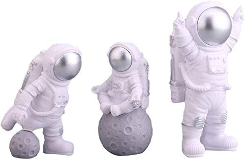 3pcs Astronaut Desktop Ornaments Resin Spaceman Figure Toy Cake Topper Tabletop Ornament for Kids Party Gift Decor