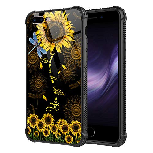 DAHAOGUO iPhone 8 Plus CaseMandala Chakra Pattern Tempered Glass iPhone 7 Plus Cases for Girls  Anti-Scratch  Four Corners Design Cover Case for iphone7 8 Plus