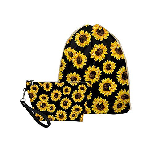 Deeprint Sunflowers Gympack String Sack Drawstring Backpack Women Sport Shopping