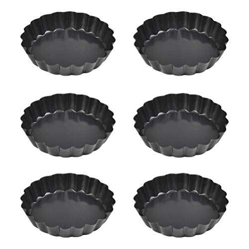 FOCCTS Mini Tart Pan Set 4 Inch Tart Pan With Removable Bottom Nonstick Carbon Steel Quiche Pan Pie Tart Pans with Fluted Sides 6 Packs