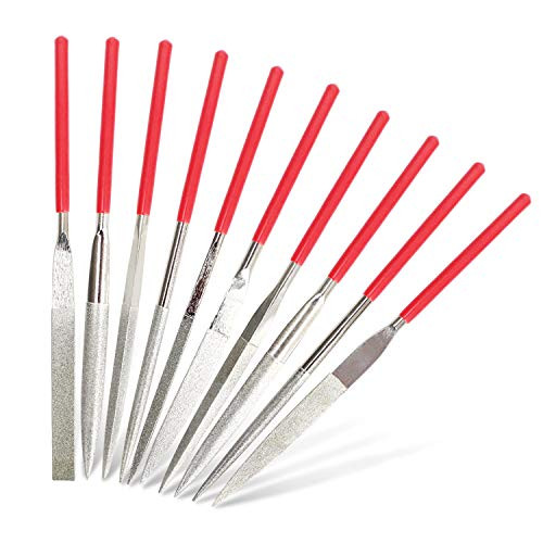 KALIM 10Pcs Diamond File Set 150 Grit File 7 Inch Needle File Set with Soft Rubber Handle Suitable for Wood Metal Jewerly Model and Deburr