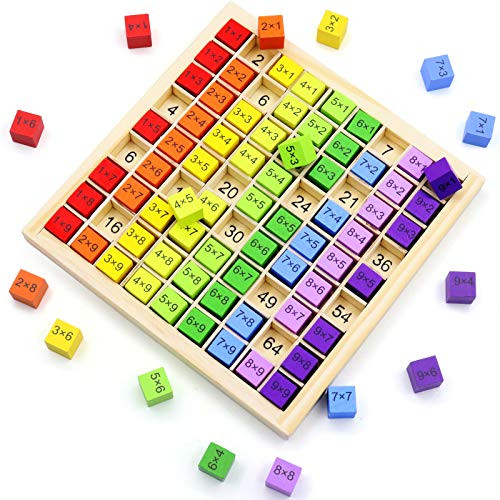 POPMISOLER Wooden Multiplication Math Table Board with AnswersEarly Teaching Puzzle Children Educational Child ToyPreschool Learning Toys Gift