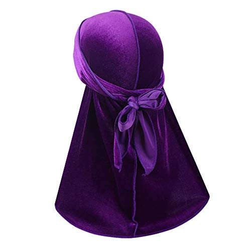 Premium Velvet Wave Durag - Silky Durag Headwraps with Extra Long Tail and Wide Straps for 360 Waves Purple Premium Velvet Wave Durag - Silky Durag Headwraps with Extra Long Tail and Wide Straps for 360 Waves Purple