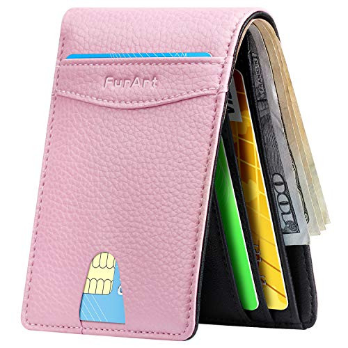 Slim Minimalist Bifold Wallet FurArt Leather Front Pocket Wallet for Men  and  Women RFID Blocking
