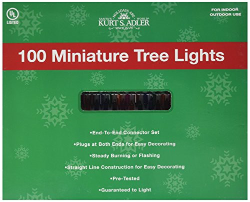 Kurt Adler 100-Light End-to-End Miniature Light Set, Green/Multicolor