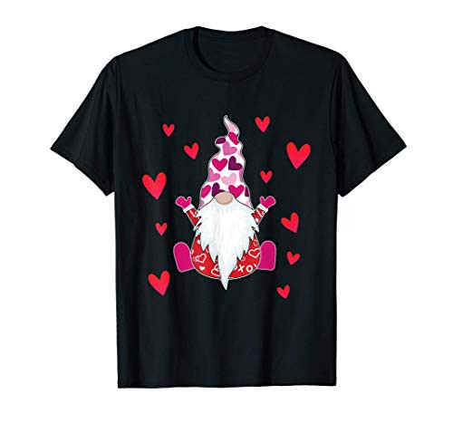 Cute Garden Gnome Hearts Valentines Day Gifts T-Shirt