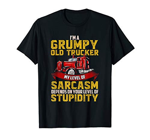 Grumpy Old Trucker Distressed Funny Truck Driver Gift T-Shirt