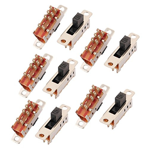uxcell 10Pcs 3 Position 8P DPDT Panel Mount Micro Slide Switch Latching Toggle Switch