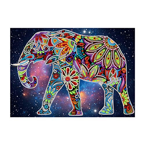 DIY 5D Luminous Diamond Painting Kit - Elephant Full Drill Diamond Embroidery Rhinestone Cross Stitch Arts Craft Supply for Home Wall Decor