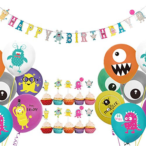 Monster Bash Birthday Party Decorations Happy Birthday Banner Monster Balloons Cupcake Toppers Kids Boys Monster Party Supplies SUNBEAUTY  Mix-Colored Monster Bash Birthday Party Decorations Happy Birthday Banner Monster Balloons Cupcake Toppers Kids Boys Monster Party Supplies SUNBEAUTY  Mix-Colored