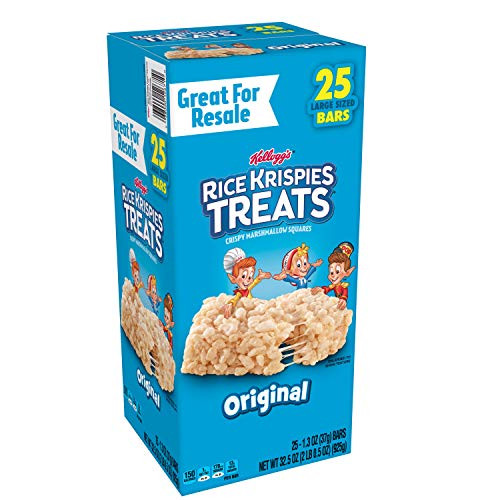 Kellogg S Rice Krispies Treats Crispy Marshmallow Squares Original Single Serve Display Box 1.3 Oz Bars  25Count