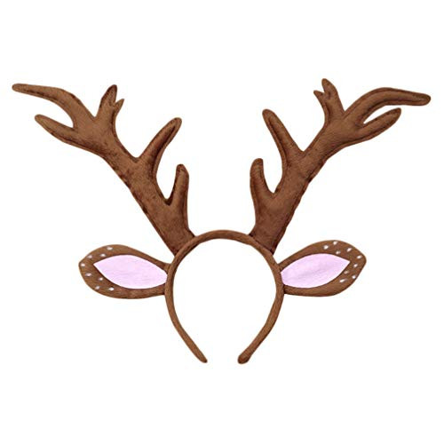 Beaupretty Christmas Reindeer Antlers Headband Deer Ear Headband Xmas Hair Hoop Headpiece Headdress for Christmas Party Favors Gift