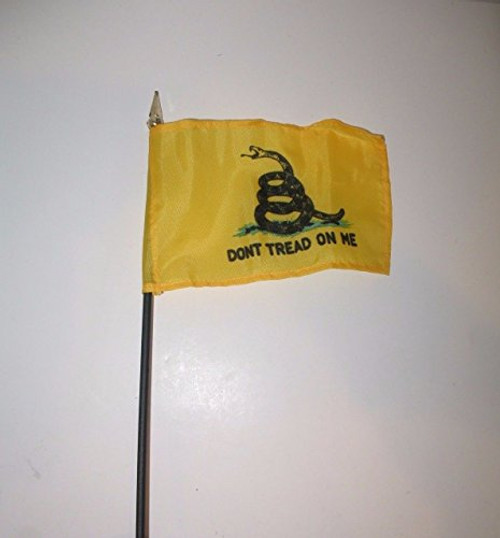 AES Gadsden Culpeper Culpepper Dont Tread on Me 4 inchx6 inch Flag Desk Table Stick Premium Vivid Color and UV Fade Best Garden Outdor Resistant Canvas Header and Polyester Material Flag