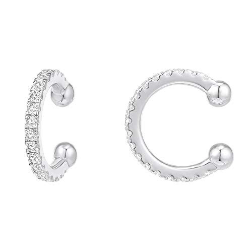 PAVOI 14K Gold Plated 925 Sterling Silver Cubic Zirconia Sparkling Round Huggie Ear Cuff Earrings in Rose Gold White Gold and Yellow Gold