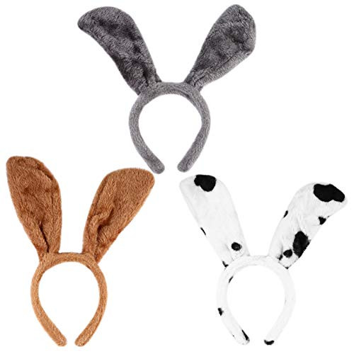 Minkissy 3pcs Christmas Dog Ears Headband Plush Hair Hoop Party Cosplay Hairband Cute Ears Hair Costume Accessories Party Favor for Birthday Christmas Show Party