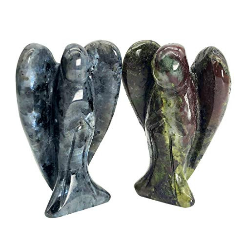 favoramulet 2Pcs Crystal Guardian Angel Statues Hand Carved Healing Crystals Pocket Stone Figurines Decoration 1.5 inch Black Labradorite and Dragon Bloodstone favoramulet 2Pcs Crystal Guardian Angel Statues Hand Carved Healing Crystals Pocket Stone Figurines Decoration 1.5 inch Black Labradorite and Dragon Bloodstone