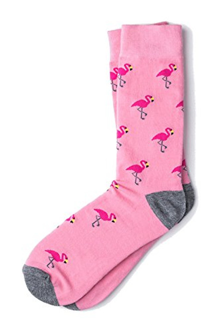 Mens Tropical Pink Flamingo Birds Novelty Crew Dress Socks Pink Mens Tropical Pink Flamingo Birds Novelty Crew Dress Socks Pink