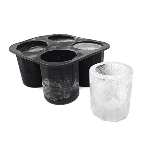 litu Ice moulde 4 Cup Shape Silicone Ice Cube Mold Shooters Shot Glass Ice Mould Ice Cube Tray Summer Bar Party Beer Ice Drink Tool Accessories Silicone ice Tray Mold  Color  Black